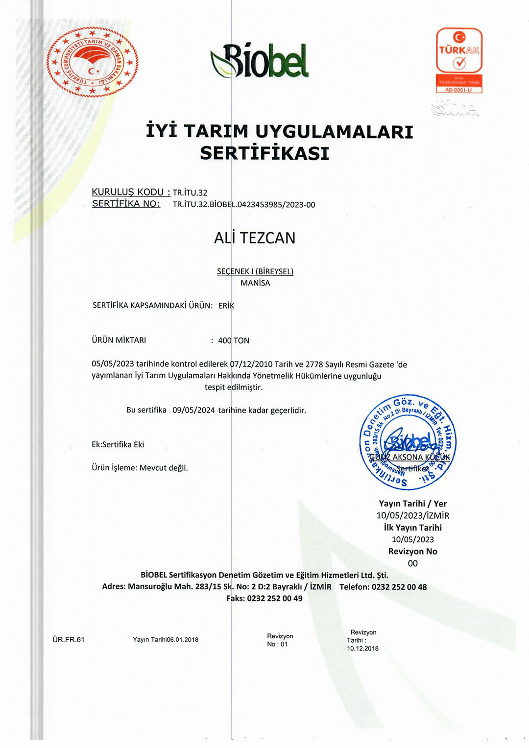 SERTİFİKALAR